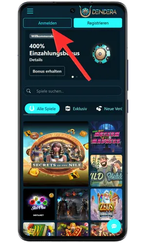 Dendera Casino Anmeldebutton