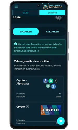 Um den Dendera Casino bonus zu aktivieren, tätigen Sie eine Einzahlung.